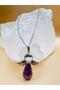 Certified Amethyst Stone Natural Gemstone Necklace with Angel Detail and Surprise Gift