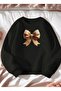 Unisex Straw Ribbon Print Design Trend Oversize Sweatshirt
