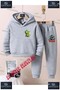 Children's Unisex "Dinosaur Green Winged" Custom Printed Hooded Sweatshirt Tracksuit Set