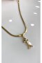 Gold-tone fish design italian flat chain steel necklace
