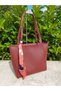 Burgundy Color Large Size Women's Shoulder Bag with Scarf Detail - 2