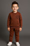 Boy's Winter Tracksuit Set Sweatshirt Bottom Cotton Three Thread Sh Fleece-Lined Casual Combination 2-4 Years Old - 2