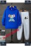 Children's Unisex "Blue Purple with Bear Patches" Custom Printed Hooded Tracksuit Set