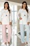Women's Pink Polka Dot Maternity Pajama Set with Dressing Gown, 3-Piece Set - 2