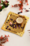Rio Gold Stainless Patterned Square Corner Coffee and Tea Serving Tray with Gold Flower Detail, Set of 1 - 2