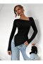 Elegant Asymmetric Neckline and Waist Detail Blouse - 5