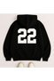 Oversized Sweatshirt with Hooded Kangaroo Pocket, Lettering on the Front, Number on the Back, Sporty Style, Comfortable, Casual - 2