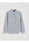 Regular Fit Long Sleeve Plaid Dobby Men's Shirt - 5