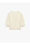Shardonlu Long Sleeve Crew Neck Heart Printed Floral Applique Cotton Sweatshirt - 2