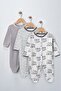 Baby Patterned Transitional Cotton Newborn 3-6-9 Months 3-Piece Outfit Romper Set Sleep Sack - 2