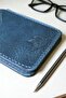 Navy Blue Men's Wallet Genuine Leather Money Clip Vintage Card Holder - 6