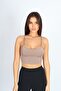 حمالة صدر رياضية ذات حمالة بلون بني حليبي من Crop Fit