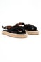 Women's Black Cream Cross-Strapped Ankle-Tied Straw Knit Sandals - 3