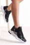 Unisex Black Gray Comfortable Fit High Sole Lace-Up Sports Shoes - 3