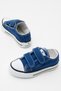 Children's Unisex Blue White Rubber Sole Linen Velcro Sports Shoes