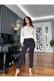 Black Elastic Waist Double Leg Lycra Pants - 8