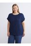 Two Mt Shop Quality Lcw Everyday Navy Blue Raschel Plain Loose & Baggy Short Sleeve Women's T-Shirt - 2