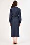 Denim Shirt Dress with Gathered Sides - 2