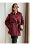 Bordo Allerli Leather Rope Belted Short Trench - 7488