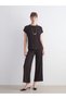 Two Mt Shop Quality Lcw Everyday Brown Raschel Plain Loose & Baggy Short Sleeve Women's T-Shirt - 3