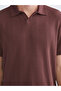 Burgundy Polo Neck Men's T-Shirt from Plus-Store - 3