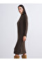Vizyon New Season Half Turtleneck Slit Knit Dress - 2