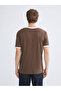 Xside Brown Crew Neck Combed Cotton Men's T-Shirt - 4
