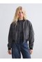 Two Mt Shop Quality Xside Black Faux Leather Straight Loose & Baggy Women's Leather Look Jacket