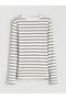 Khaki Crew Neck Striped Women's Bodysuit - 8