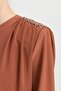 Accessory Detailed Skirt Blouse Set Light Brown - 4