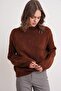 6700 Women's Stand Collar Balloon Knit Sweater Cinnamon - 3
