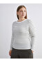 Khaki Crew Neck Striped Women's Bodysuit - 2