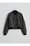 Two Mt Shop Quality Xside Black Faux Leather Straight Loose & Baggy Women's Leather Look Jacket - 6