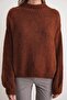 6700 Women's Stand Collar Balloon Knit Sweater Cinnamon - 5