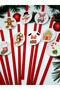 20 Pcs Christmas Themed Red Paper Straws Santa Claus Snowman Elk Cookie Man New Year Party - 3