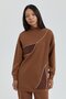 Knitted Garnished Trousers Tunic Set Light Brown - 3