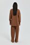 Knitted Garnished Trousers Tunic Set Light Brown - 4