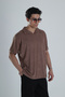 Men's Brown T-Shirt Woven Fabric Coc1157 - 3