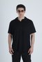 Men's Black T-Shirt Woven Fabric Coc1158