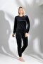 Women's Velvet Crew Neck Winter Comfortable Pajama Set - 2