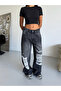 Black Unisex Baggy Cotton Wide Leg Distressed Double Knee Patch Ripped Street Style Jean Yrtk - 3