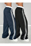 01 Number Oversize Navy Blue Baggy Sweatpants with Waist Drawstring Detail - 4