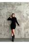 Women's Ribbed Turtleneck Knit Fabric Midi Dress