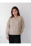 Una Fiaba-Mink Women's V-Neck Soft Textured Hair Knit Sweater - 7