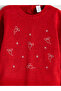 Red Crew Neck Long Sleeve Girl's Sweater - 2