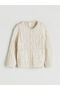 Ecru Knitted Patterned Girl's Cardigan - 2