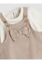 Crew Neck Bow Detailed Baby Girl Dress and Blouse - 2