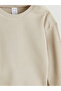 Beige Crew Neck Basic Baby Boy Sweatshirt - 3