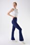 434 Navy Blue Color Recovery and Extra Stretch Effect Normal Waist Spanish Leggings