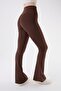 434 Brown Color Recovery and Extra Stretch Effect Normal Waist Spanish Leggings - 5